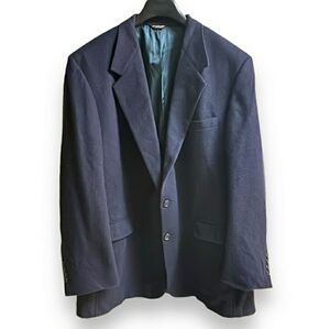 GRANT THOMAS Navy Blue Camel Hair Two Button Suit Jacket